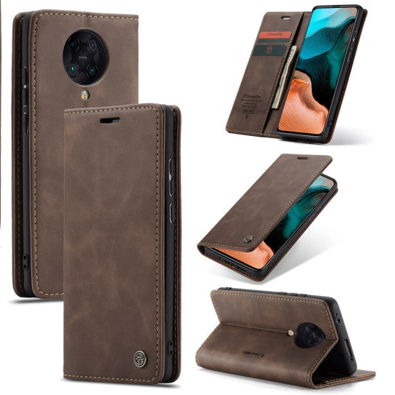 Bigcousin Flip Case for Xiaomi Poco F2 Pro / Redmi K30 Pro – Dark Brown