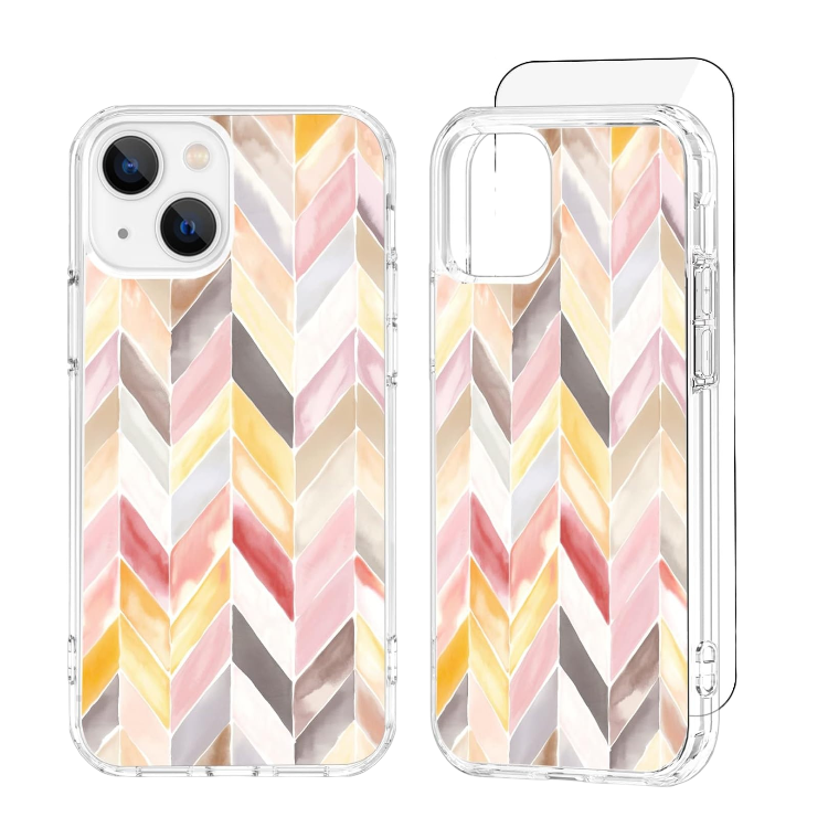 Ovitek za telefon "Zigzag" + zaščitno steklo za iPhone 13/14 – Infostyle – Roza