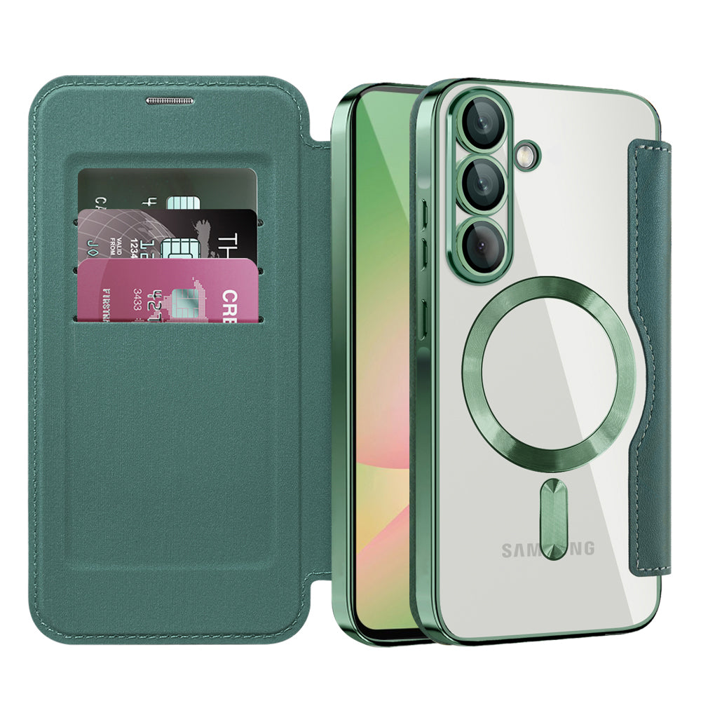 Techsuit SmartMag preklopna torbica za Samsung Galaxy A56 5G v zeleni barvi