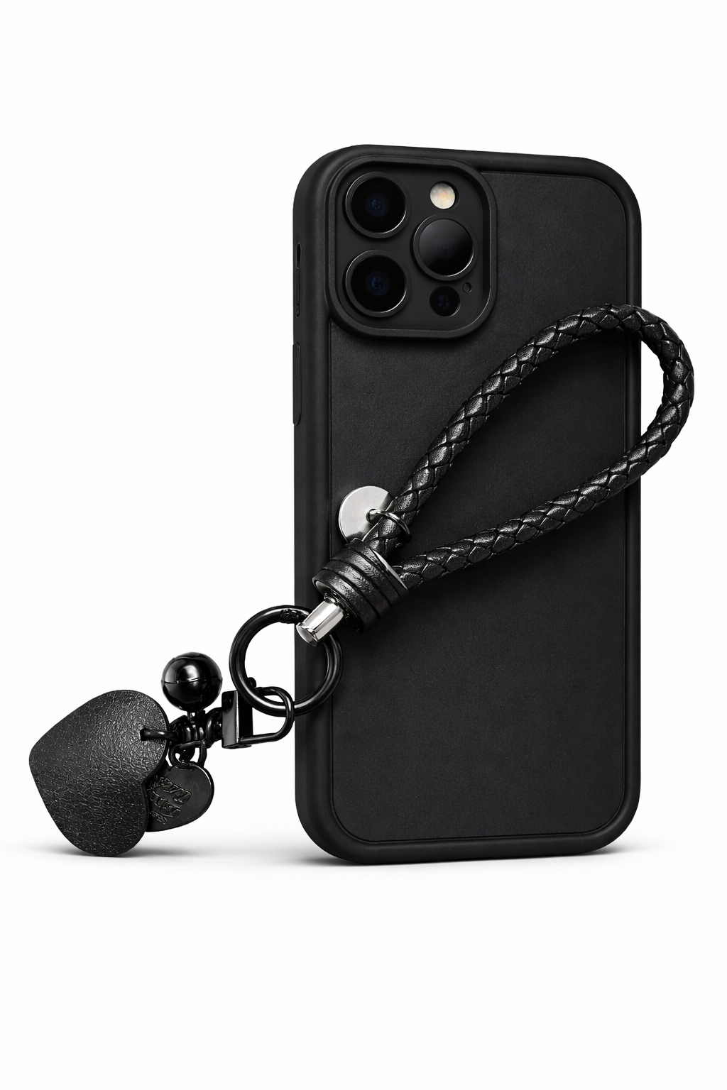 Silikonski ovitek z vrvico za iPhone 14 Pro Max – črn, z obeskom