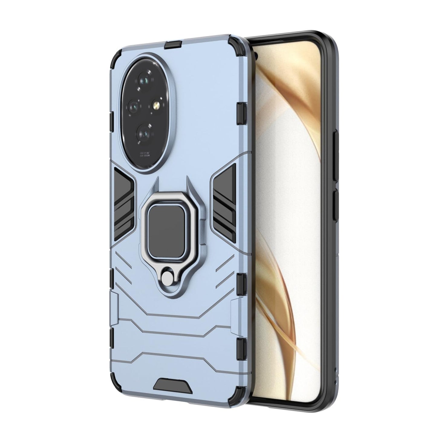 Ovitek za Honor 200 s kovinskim držalom Ring modra, praktičen zaščitni ovitek z držalom za telefon