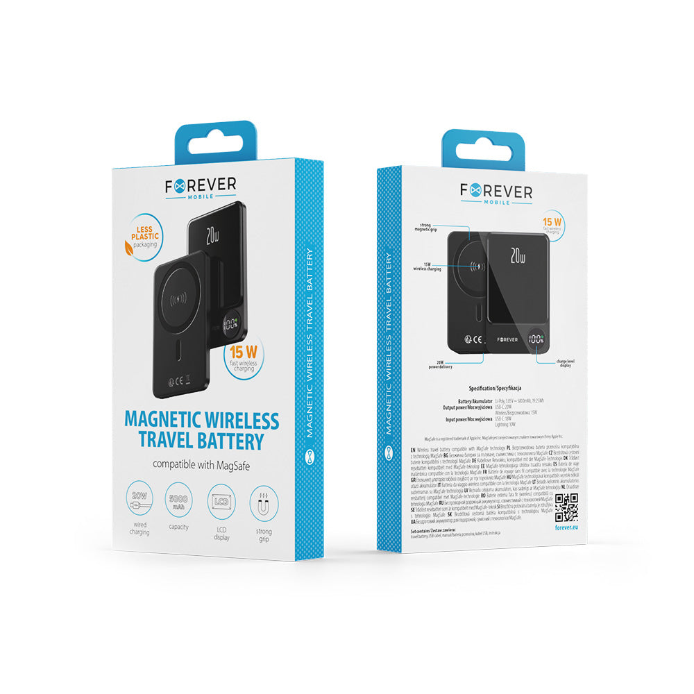 Forever MATB-200 5000 mAh MagSafe power bank 20W PD črna
