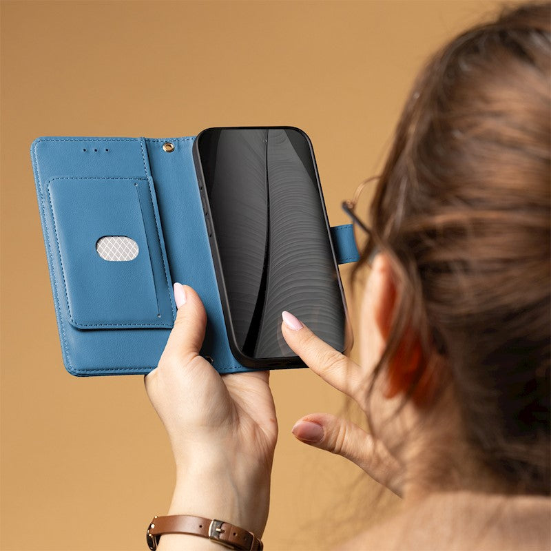 Preklopna torbica za Honor 600 / 600 Pro, Smart Triangle s stojalom – modra