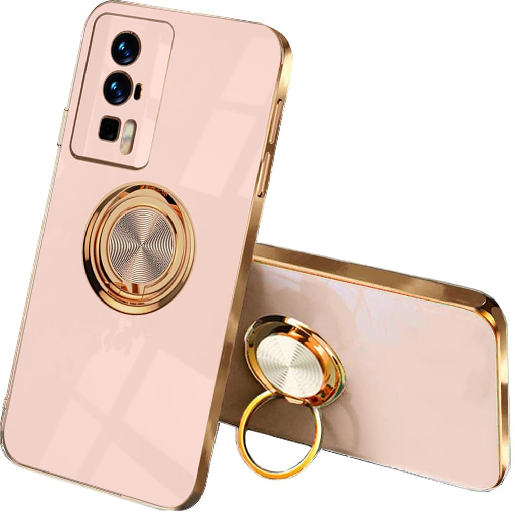 SEAHAI case for Xiaomi POCO F5 Pro 5G - ultra-thin TPU case with ring and magnetic stand, pink