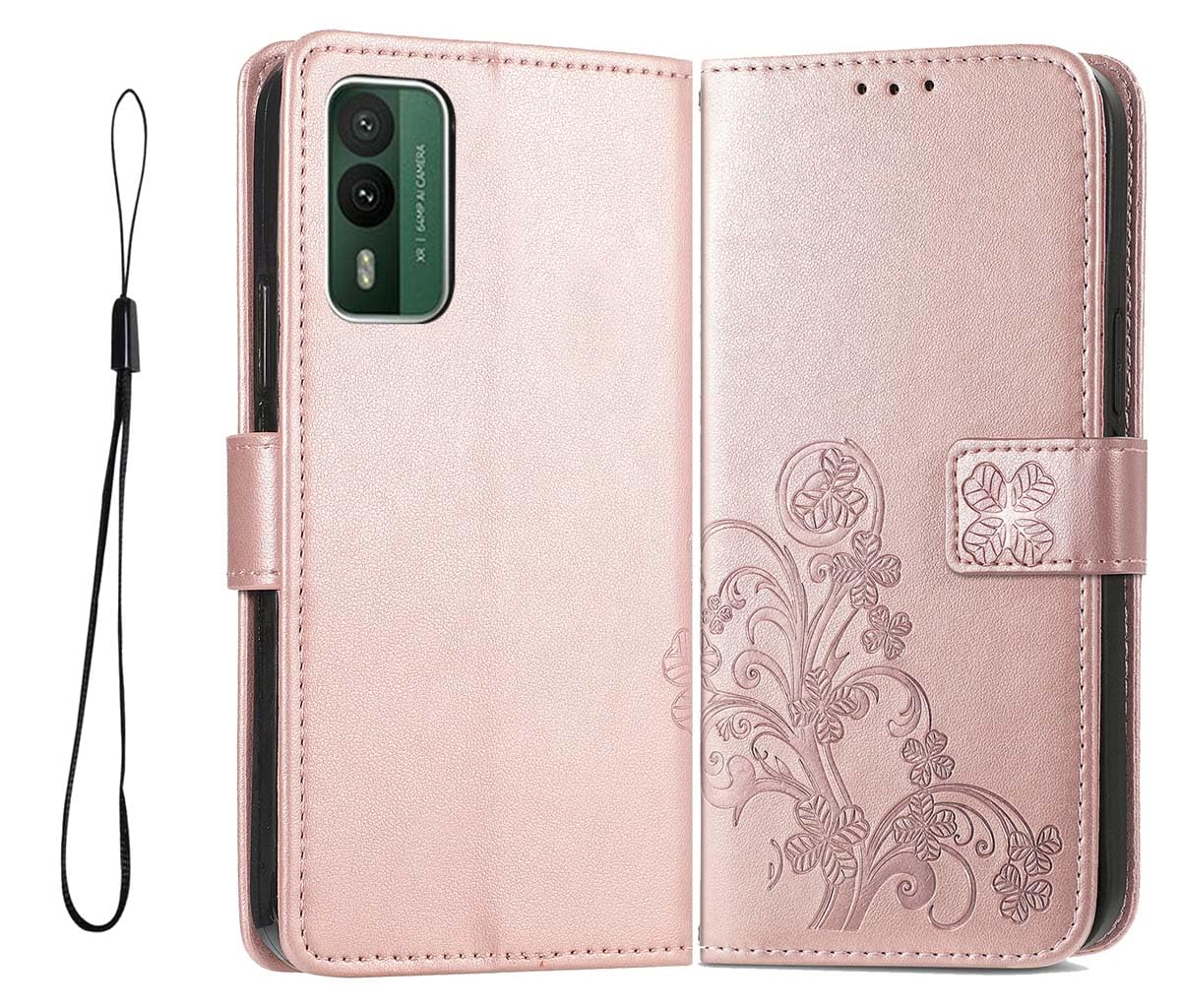 GOKEN preklopna torbica za Nokia XR21 – denarnica, magnetno zapiranje, stojalo (rožnato zlata)