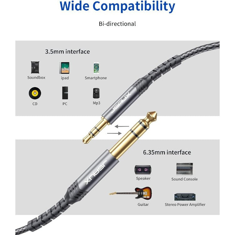 3.5 mm Jack v 6.35 mm Jack kabel, 3 m – JSAUX