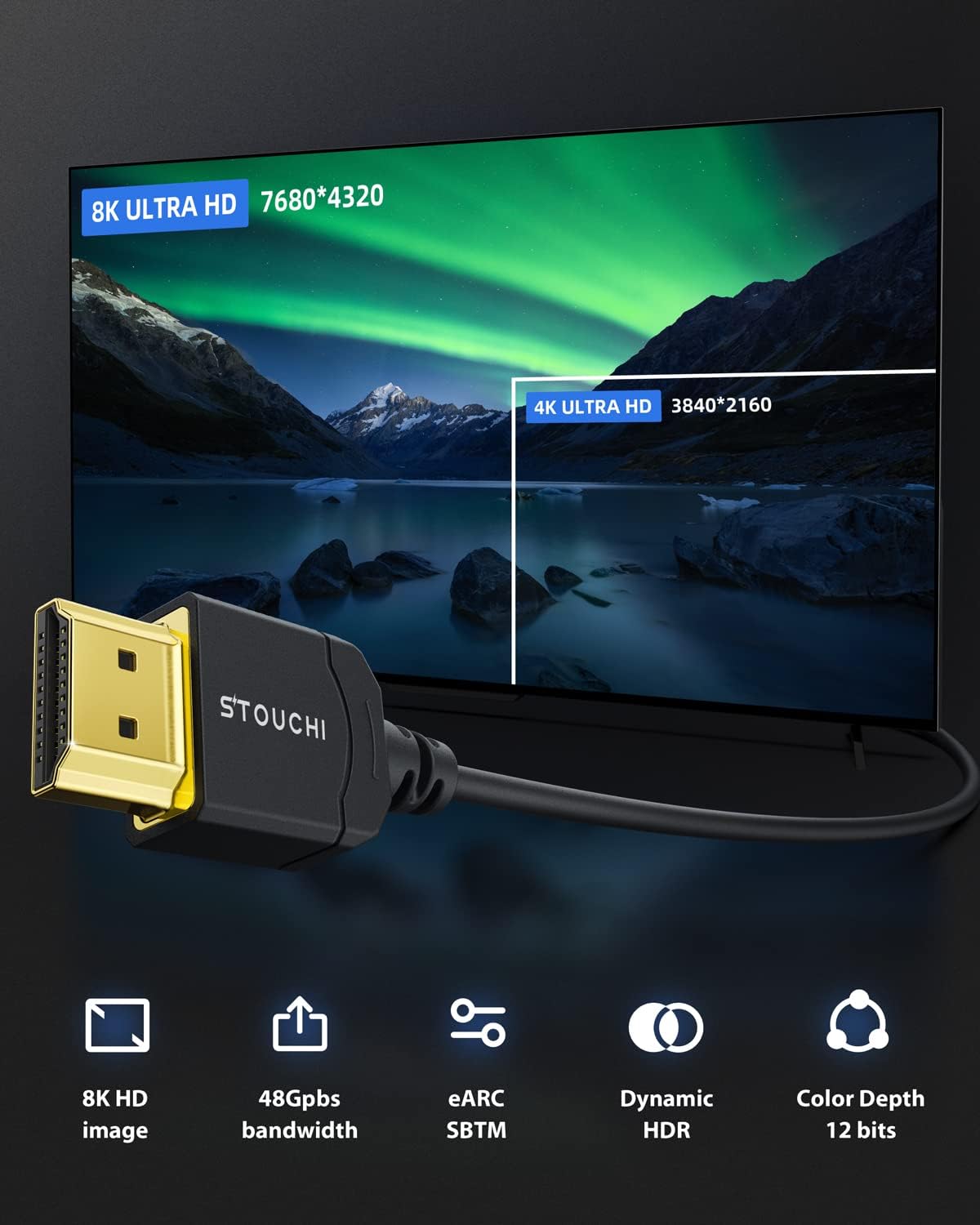 Ultra tanek HDMI kabel 2.1, 8K 1m