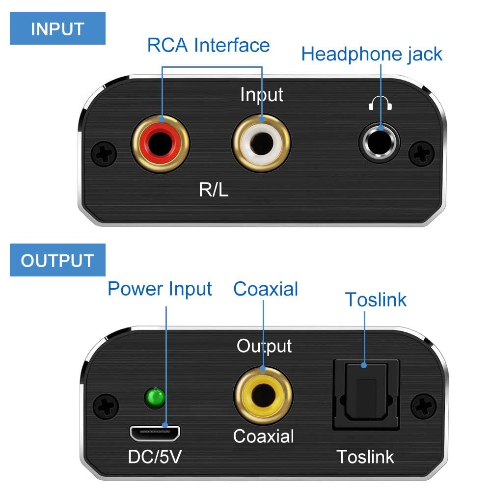 AMANKA analogno-digitalni avdio pretvornik RCA + 3,5 mm na Toslink/SPDIF