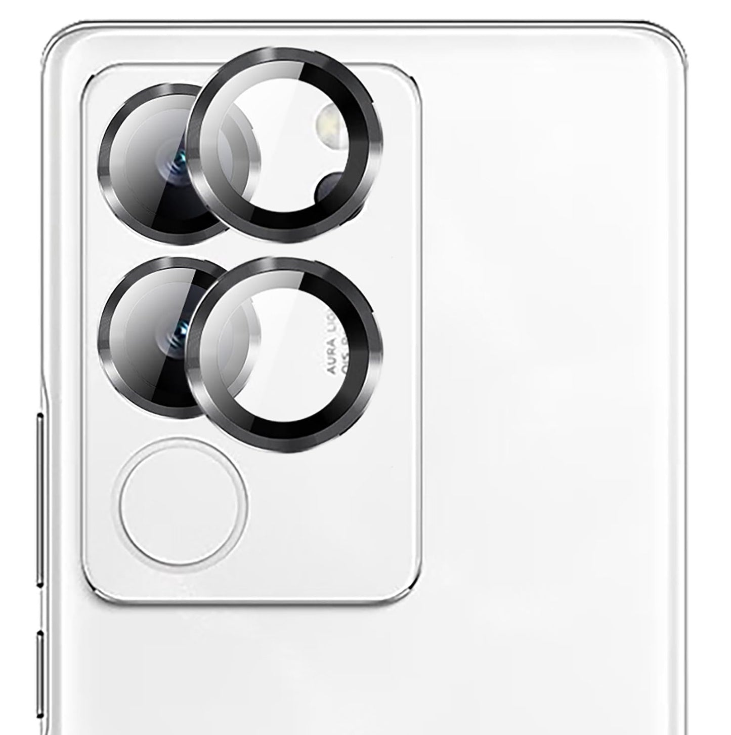 GIOPUEY zaštita kamere za Vivo V29 5G – kaljeno staklo 9H + metalni prsten (crna)