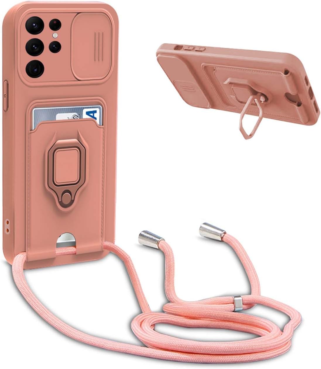 Bigcousin Case with Lanyard for Xiaomi Poco M3 / Redmi 9T / Redmi 9 Power / Redmi Note 9 – Pink