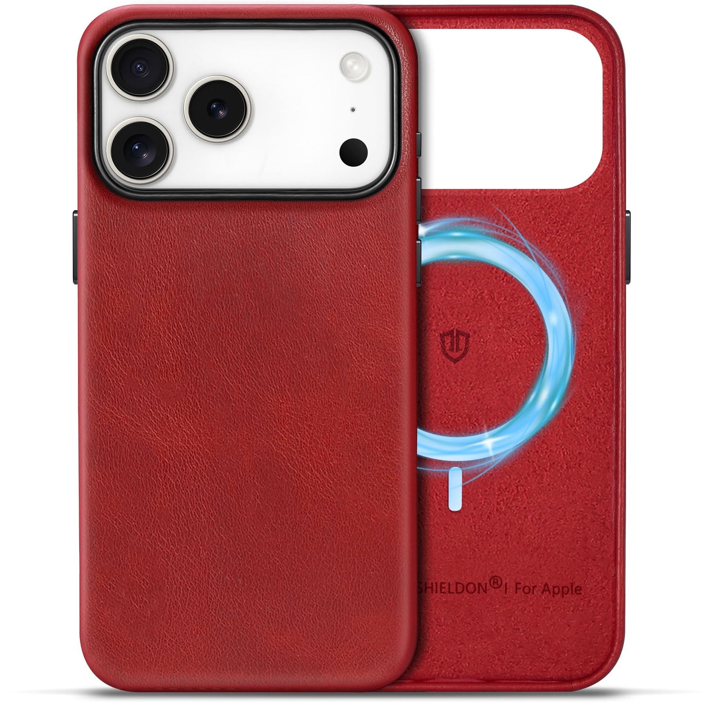 Ovitek-SHIELDON-iz-pravega-usnja-MagSafe-za-iPhone-17-Pro-Max-retro-rdeč:Ovitek SHIELDON iz pravega usnja MagSafe za iPhone 17 Pro Max - retro rdeč