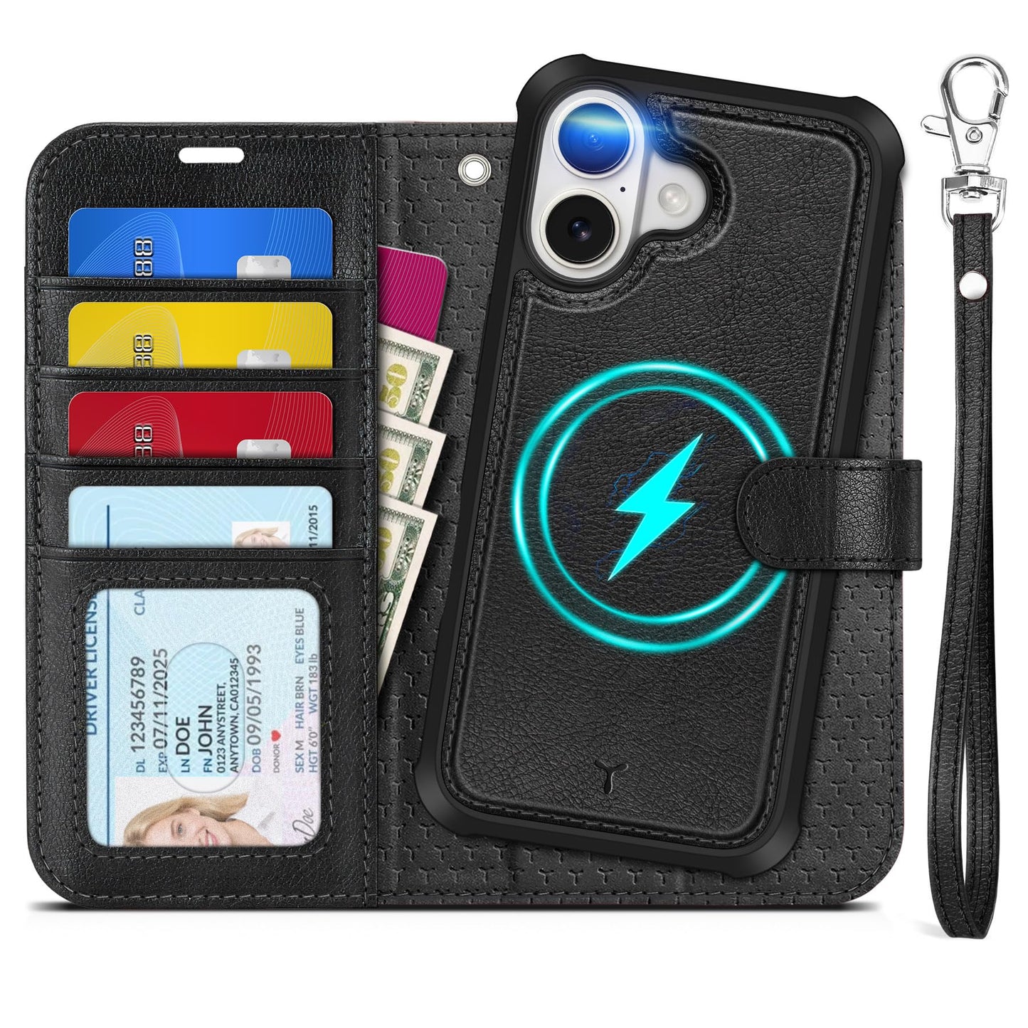 TUCCH-2v1-snemljiv-MagSafe-ovitek-za-iPhone-17-RFID-stojalo-črna:TUCCH 2v1 snemljiv MagSafe ovitek za iPhone 17 – RFID, stojalo - črna