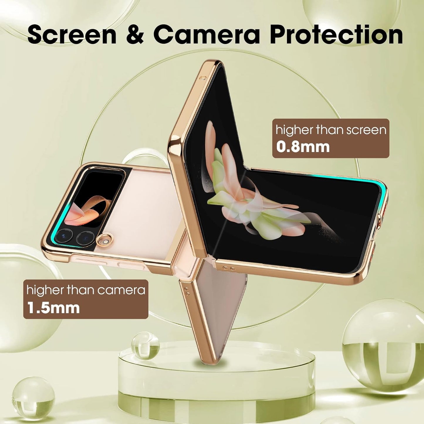 Ovitek za telefon Samsung Galaxy Z Flip 4, prozorno-zlata – MATEPROX