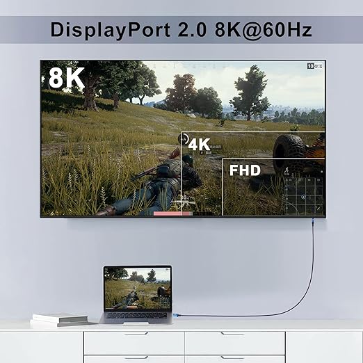 WLGQ Mini DisplayPort na DisplayPort 1 m – Mini DP 8K@60Hz, 4K@120Hz, 2K@144Hz, kompatibilan s Thunderboltom