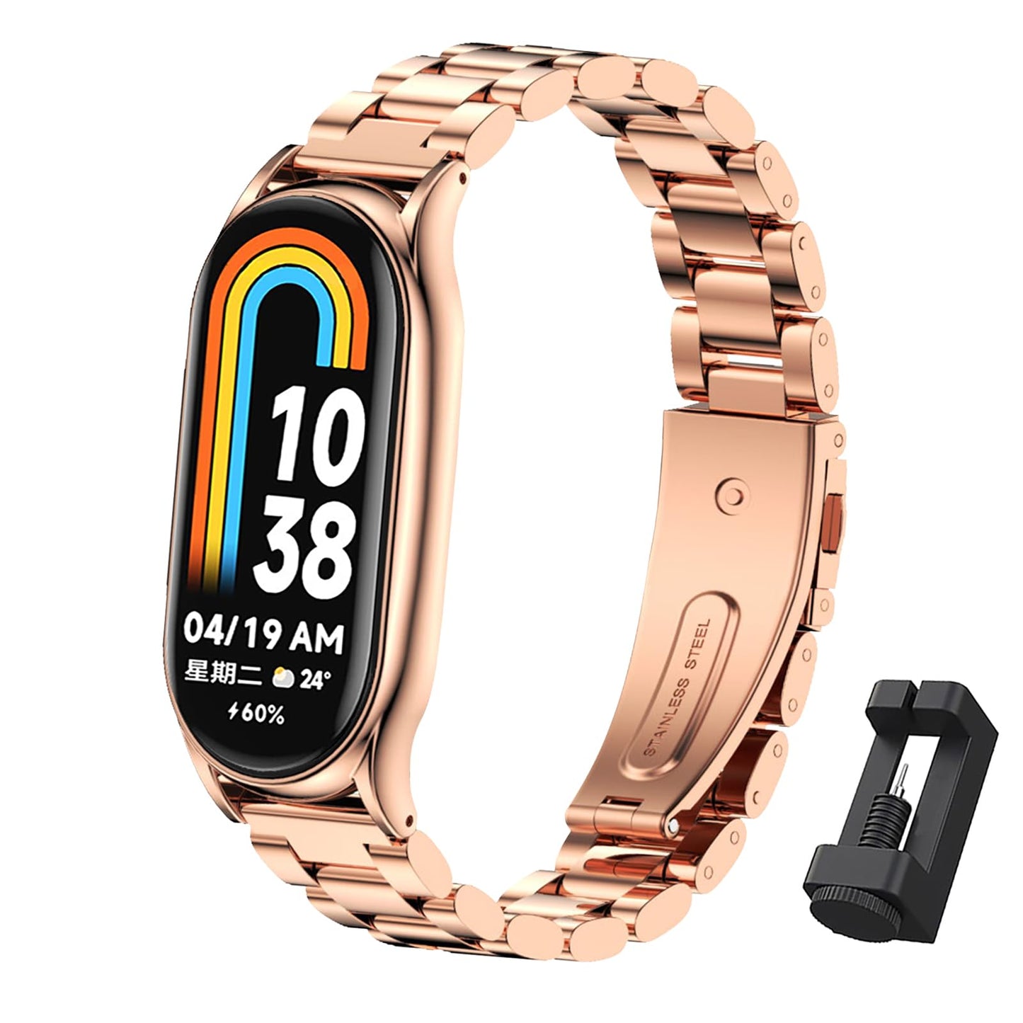 kovinski pasek premium za xiaomi mi band 8 rose gold