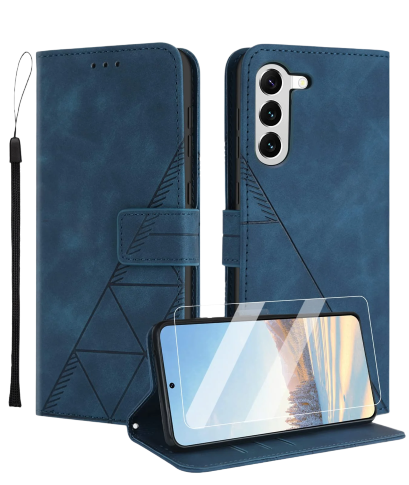 Preklopna torbica "Togestar " + zaščitno steklo Samsung Galaxy S23 – Infostyle – Modra