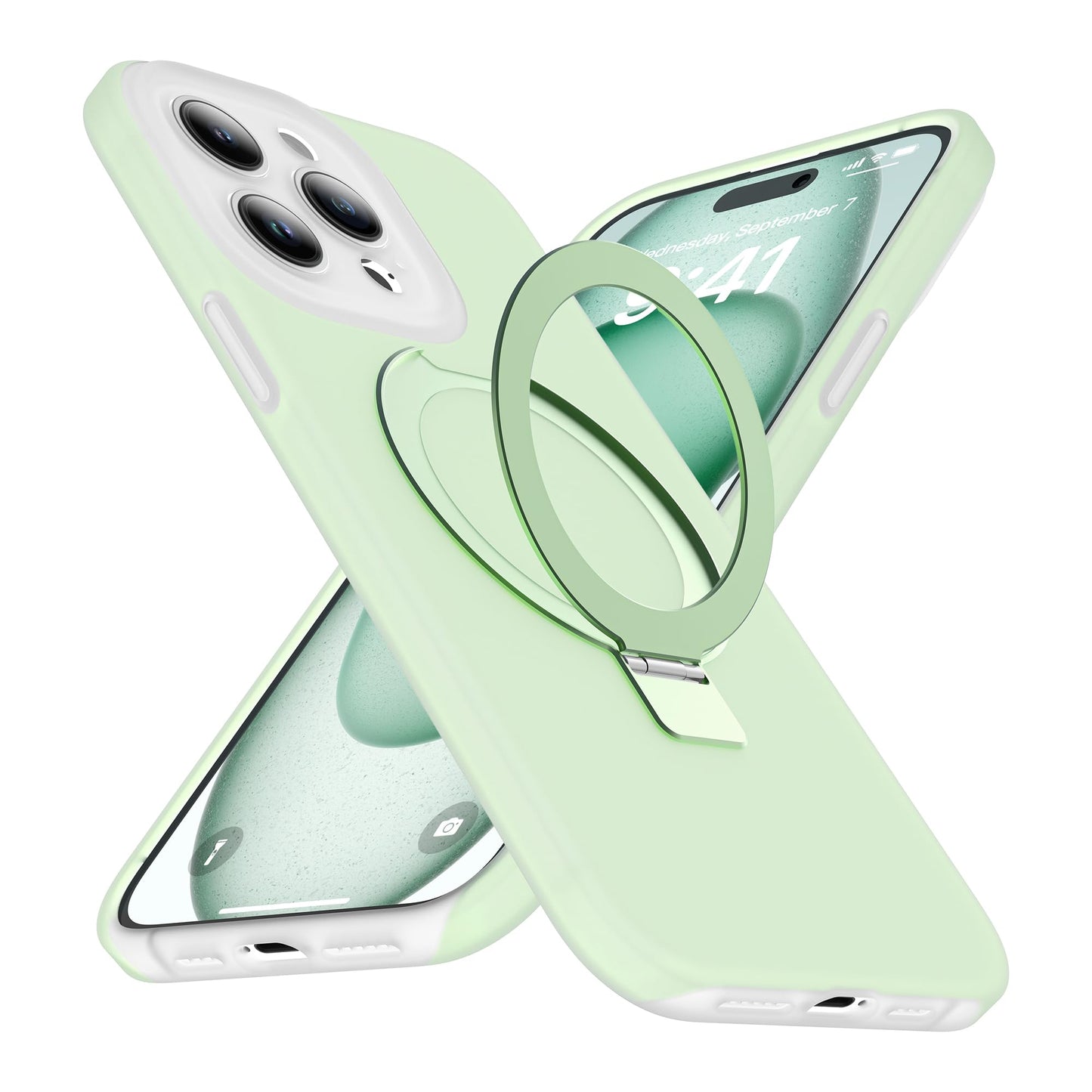 srotek ovitek z magnetnim stojalom za iphone 15 pro zelena