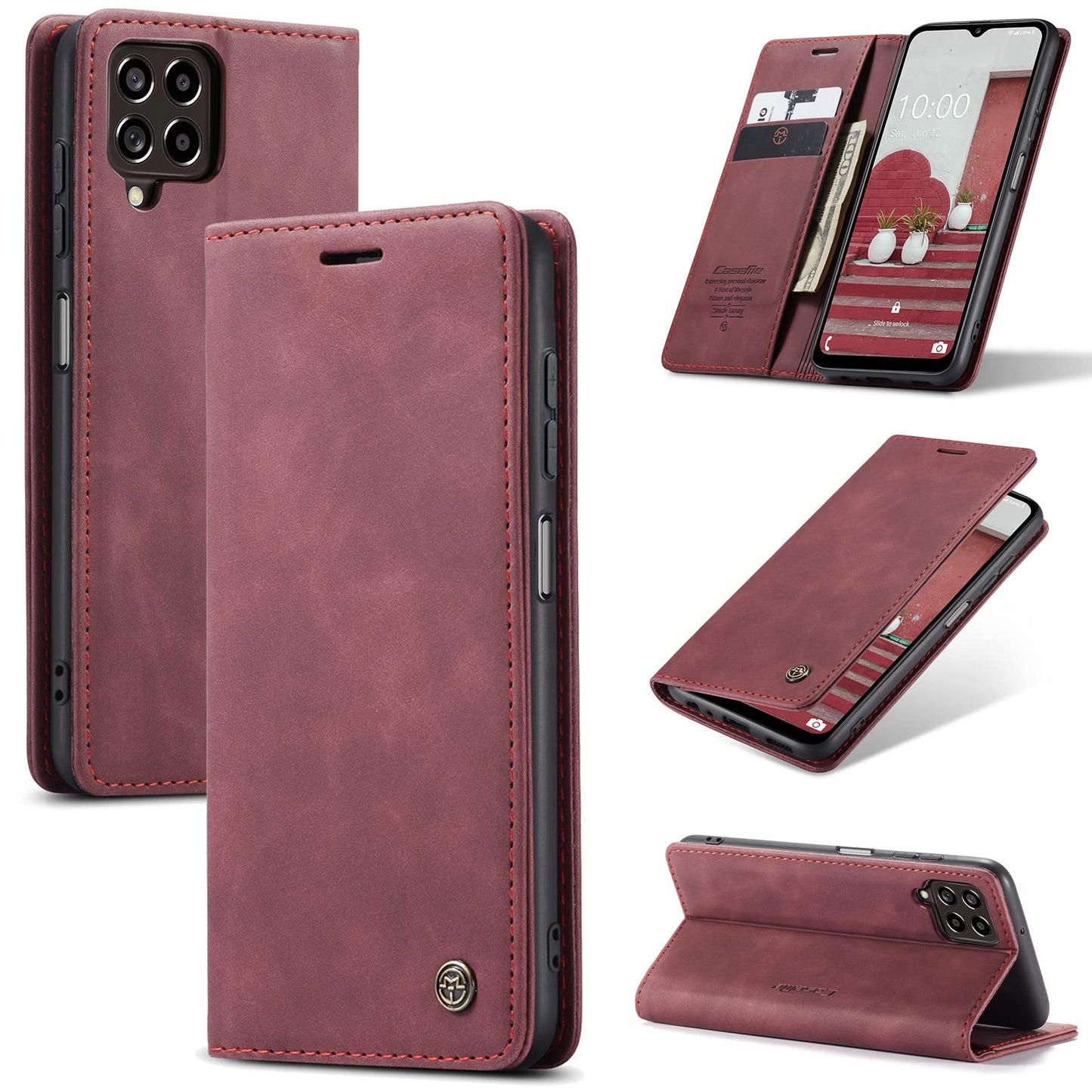 preklopna torbica bigcousin za samsung galaxy m33 5g vinsko rdeca
