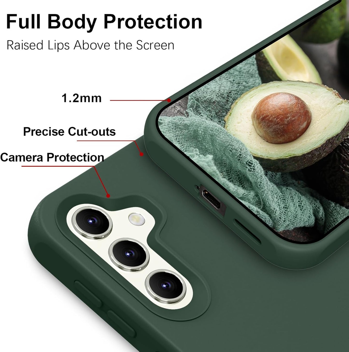 ElestBela Silicone Case for Samsung Galaxy S24 – Slim Protective Cover (Dark Green)
