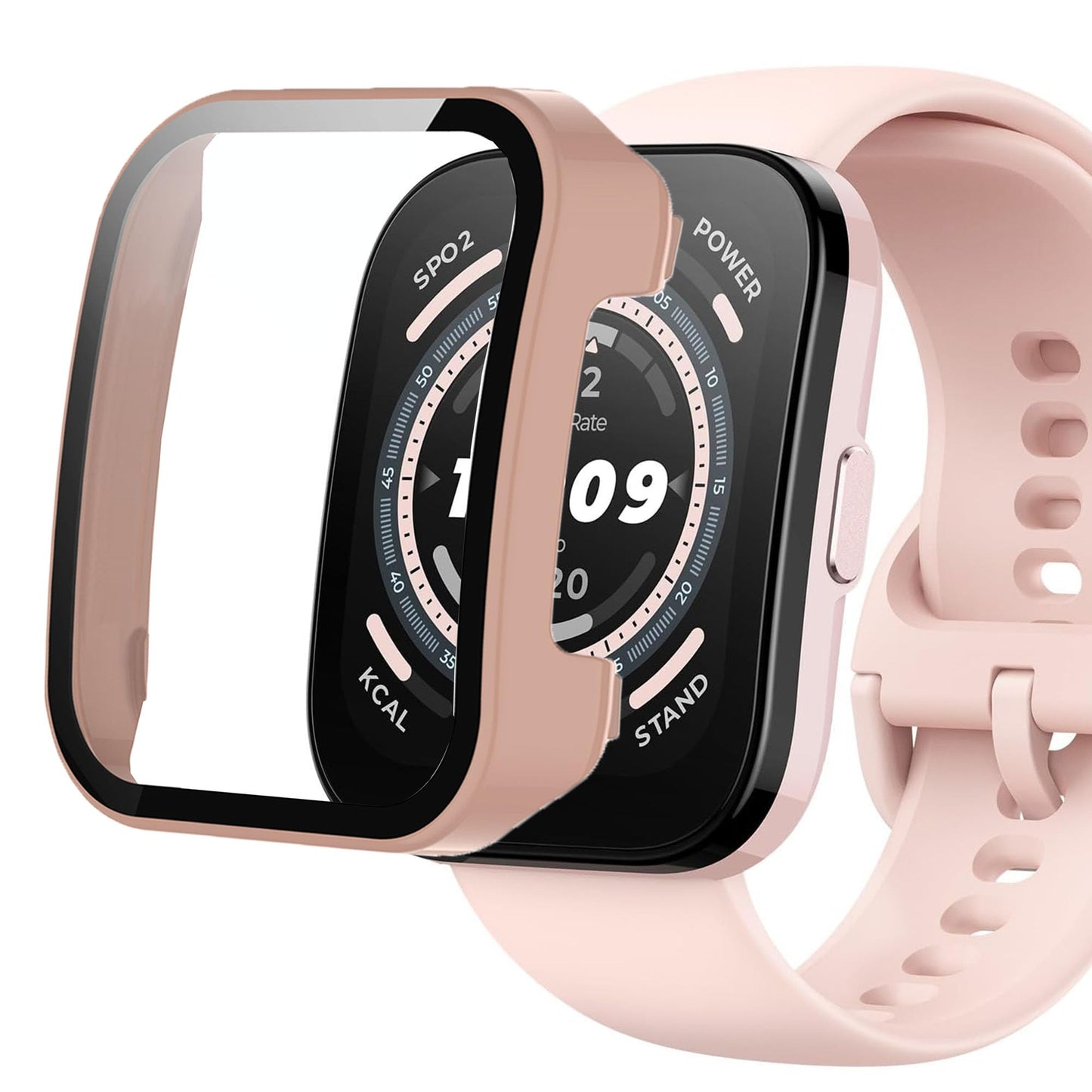 Zaščitni ovitek Amazfit Bip 5 + steklo – 360° (roza)