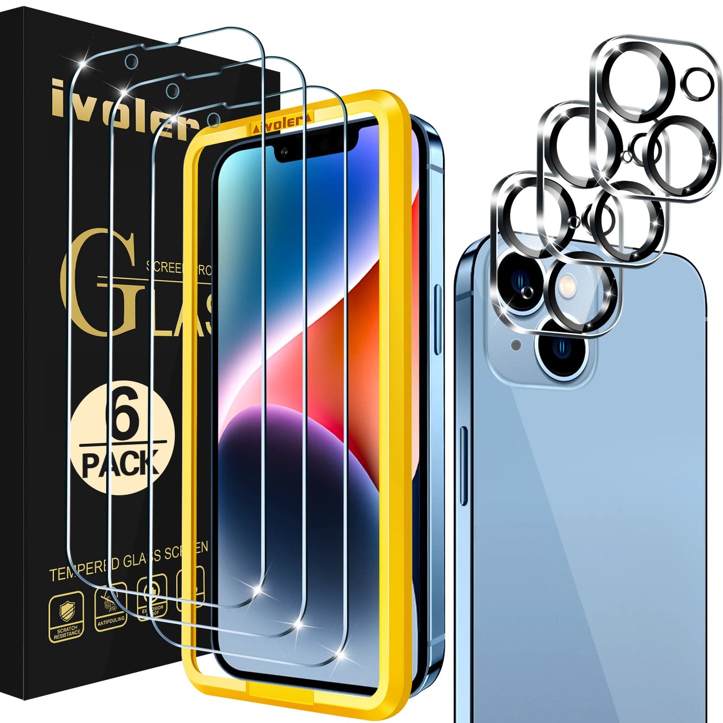 ivoler 2x zascitno steklo in zascita kamere za iphone 14