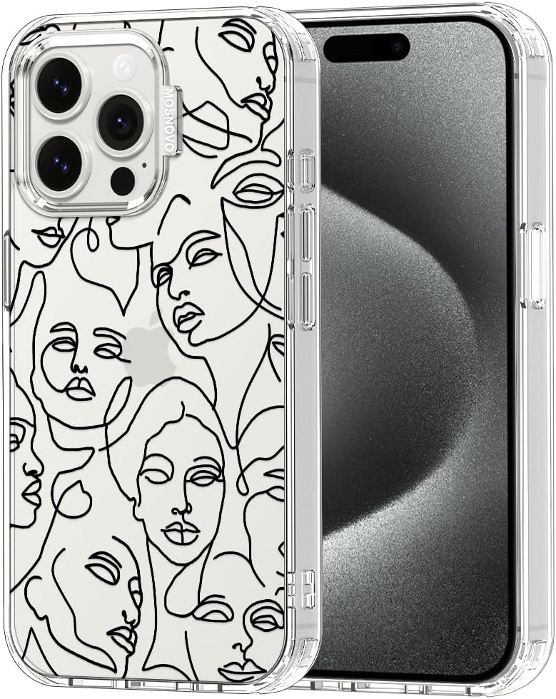 MOSNOVO ovitek za iPhone 15 Pro Max - Abstract Face Line Art