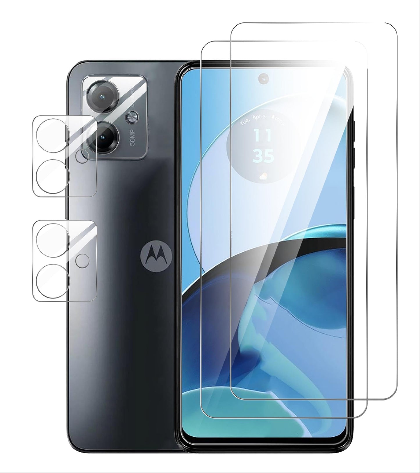 GIOPUEY zaščitno steklo za Motorola Moto G14 – 9H steklo + zaščita kamere, paket 4 kos