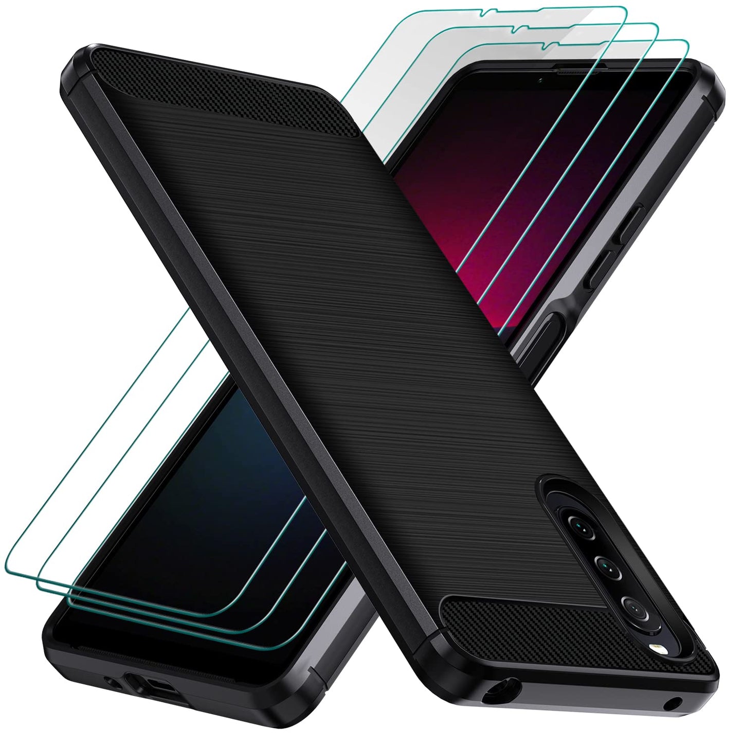 carbon silikonski ovitek z zascitnim steklom za sony xperia 10 iv