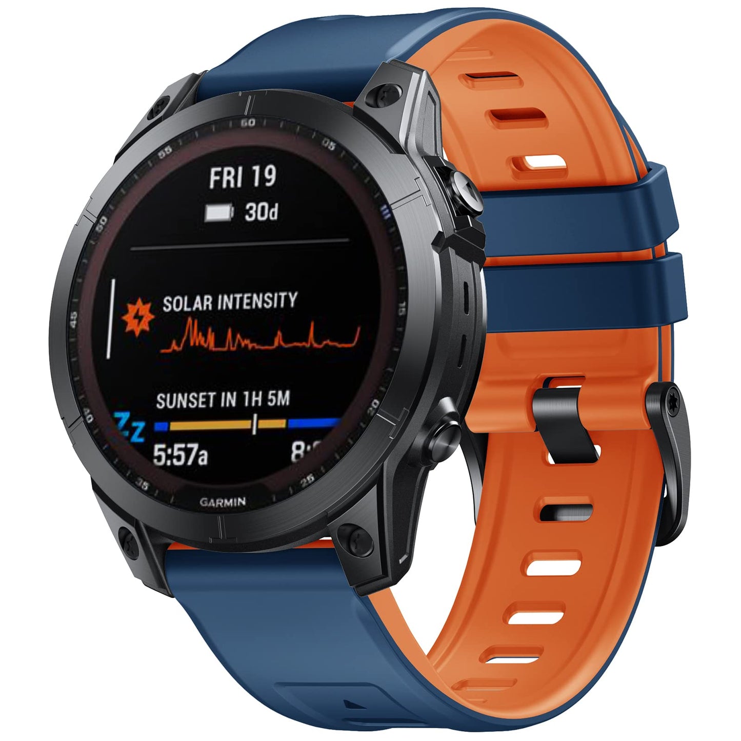 ANBEST pašček 26 mm za Garmin Fenix 7X / 6X Pro / 5X / Enduro | modra-oranžna