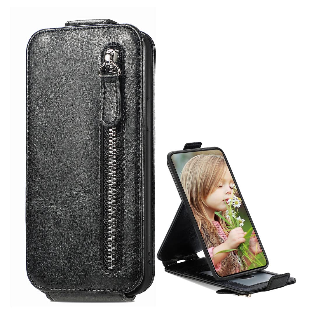 vertical zipper preklopna torbica za zte blade a72 5g crna