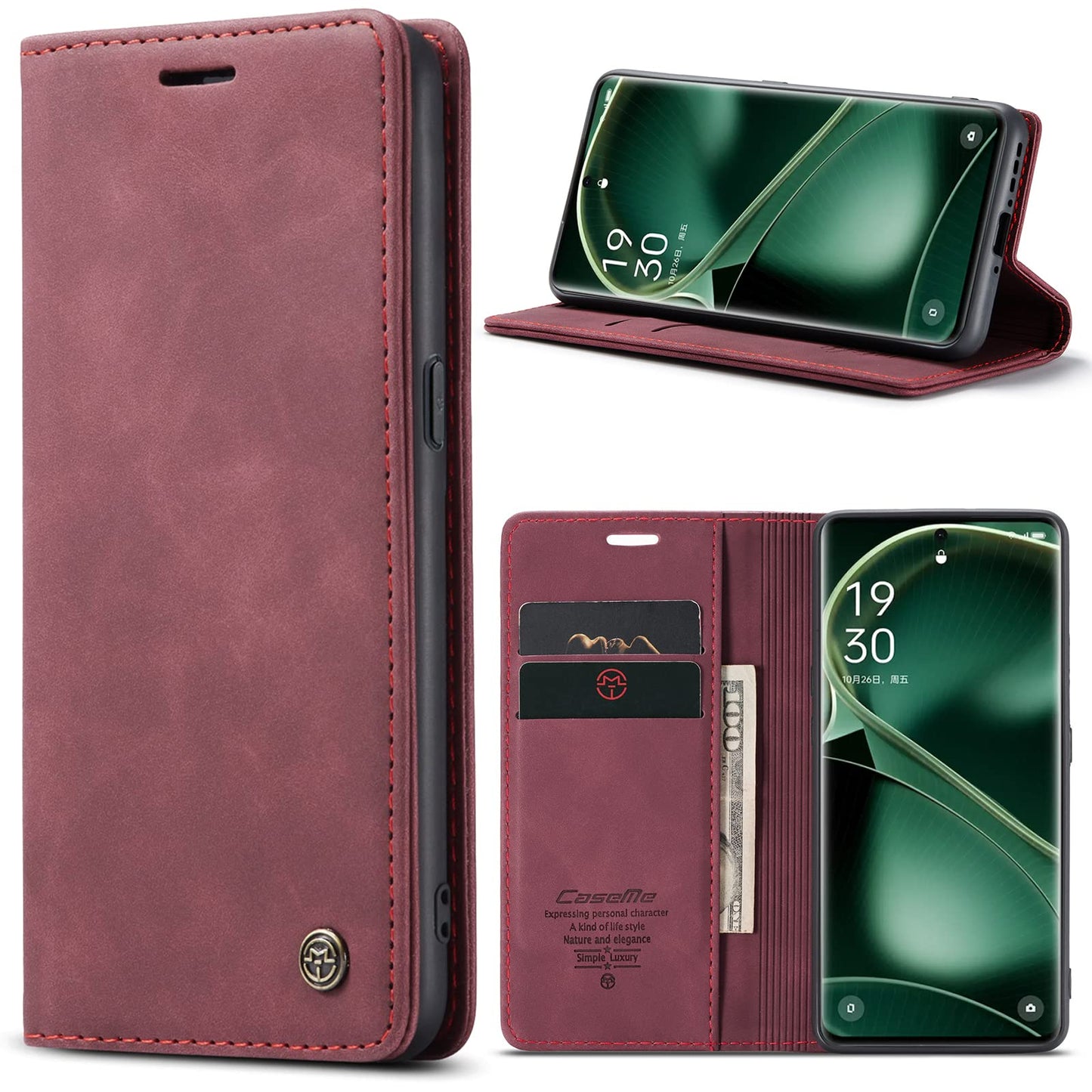 Preklopna torbica Bigcousin za OPPO Find X6 5G vinsko rdeèa