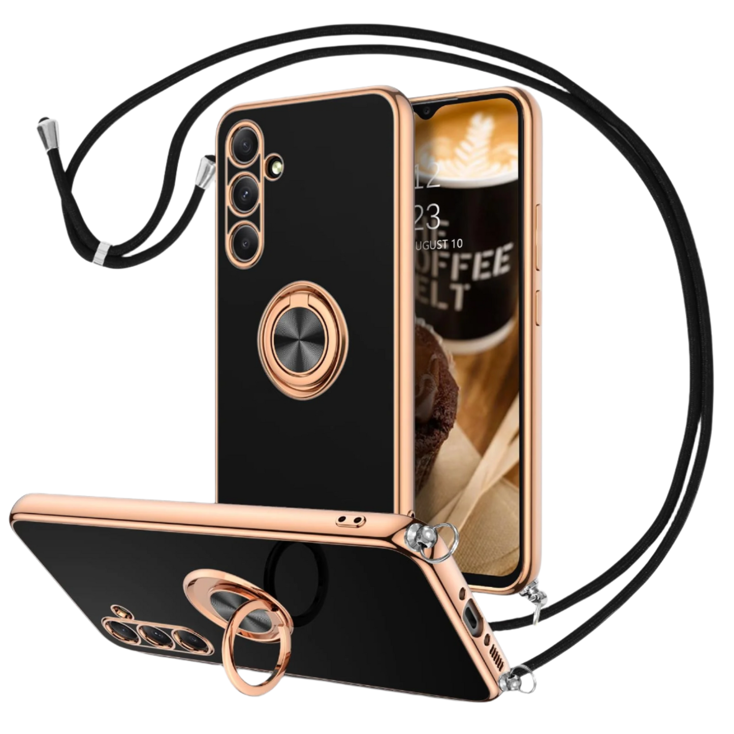 Ovitek za telefon z vrvico "BENTOBEN Ring" Samsung Galaxy A54 – Infostyle – Črna