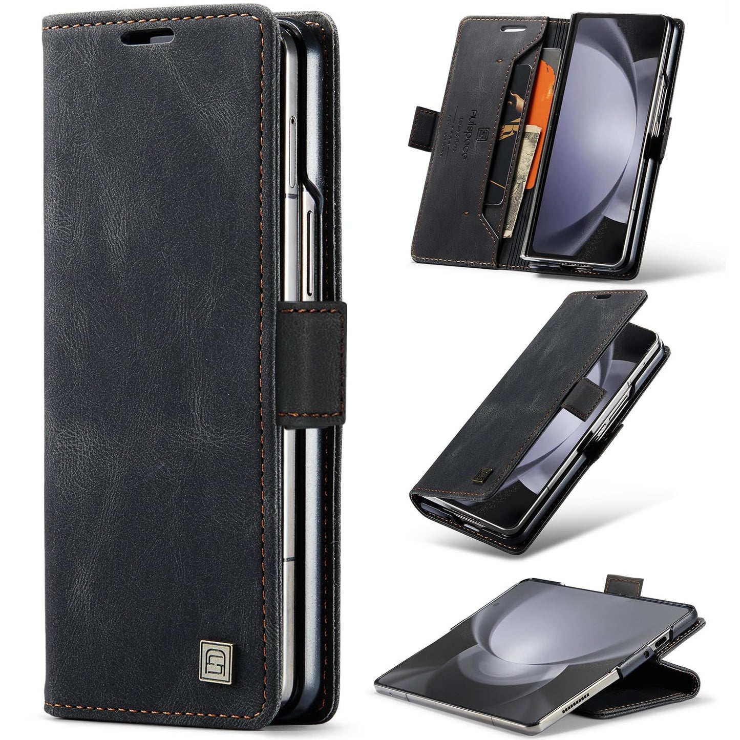 URMAX usnjena torbica z RFID za Samsung Galaxy Z Fold 5 èrna