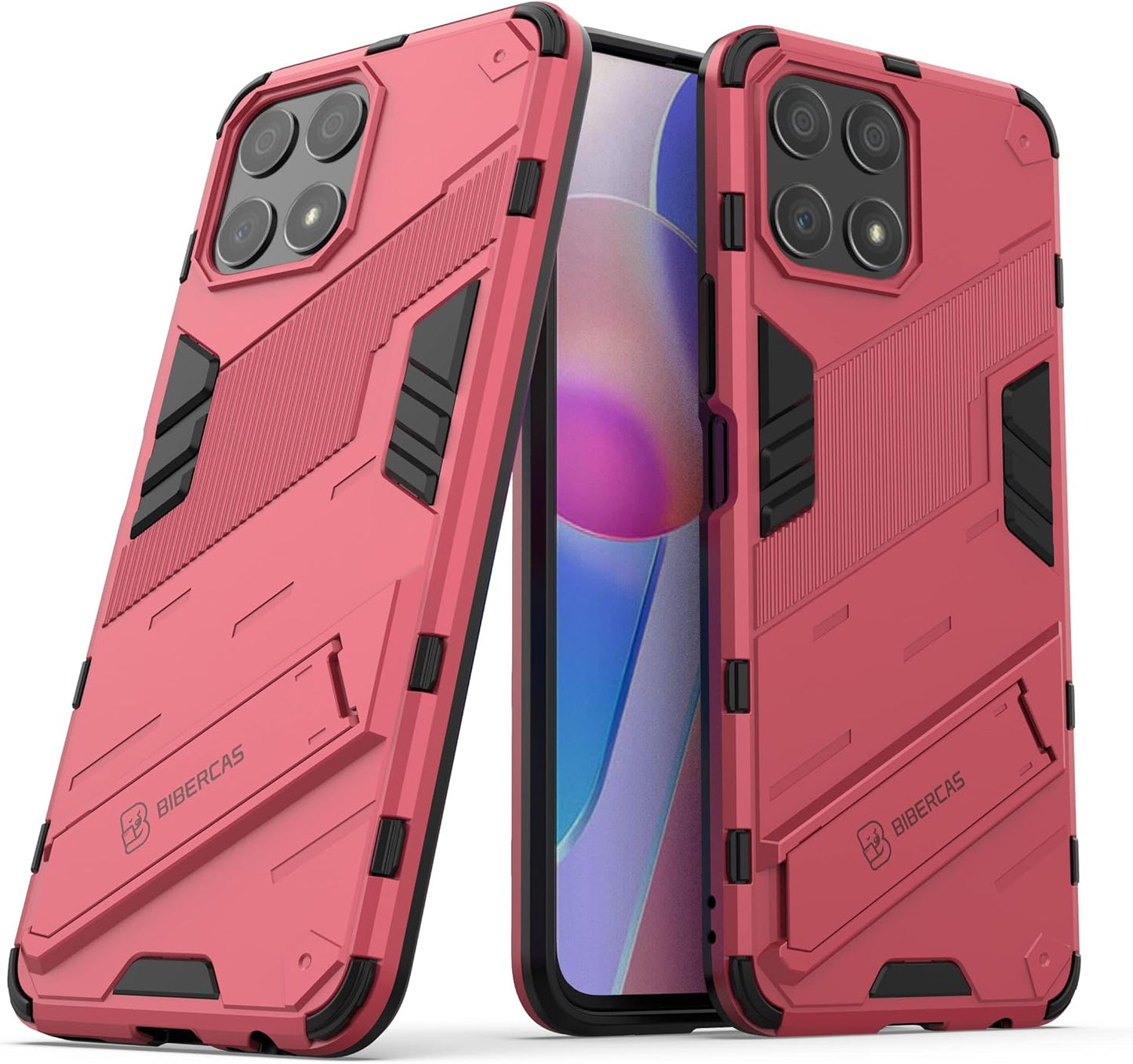 GIOPUEY Case for Honor X8 – TPU+PC, Stand, Shockproof (Rose Red)
