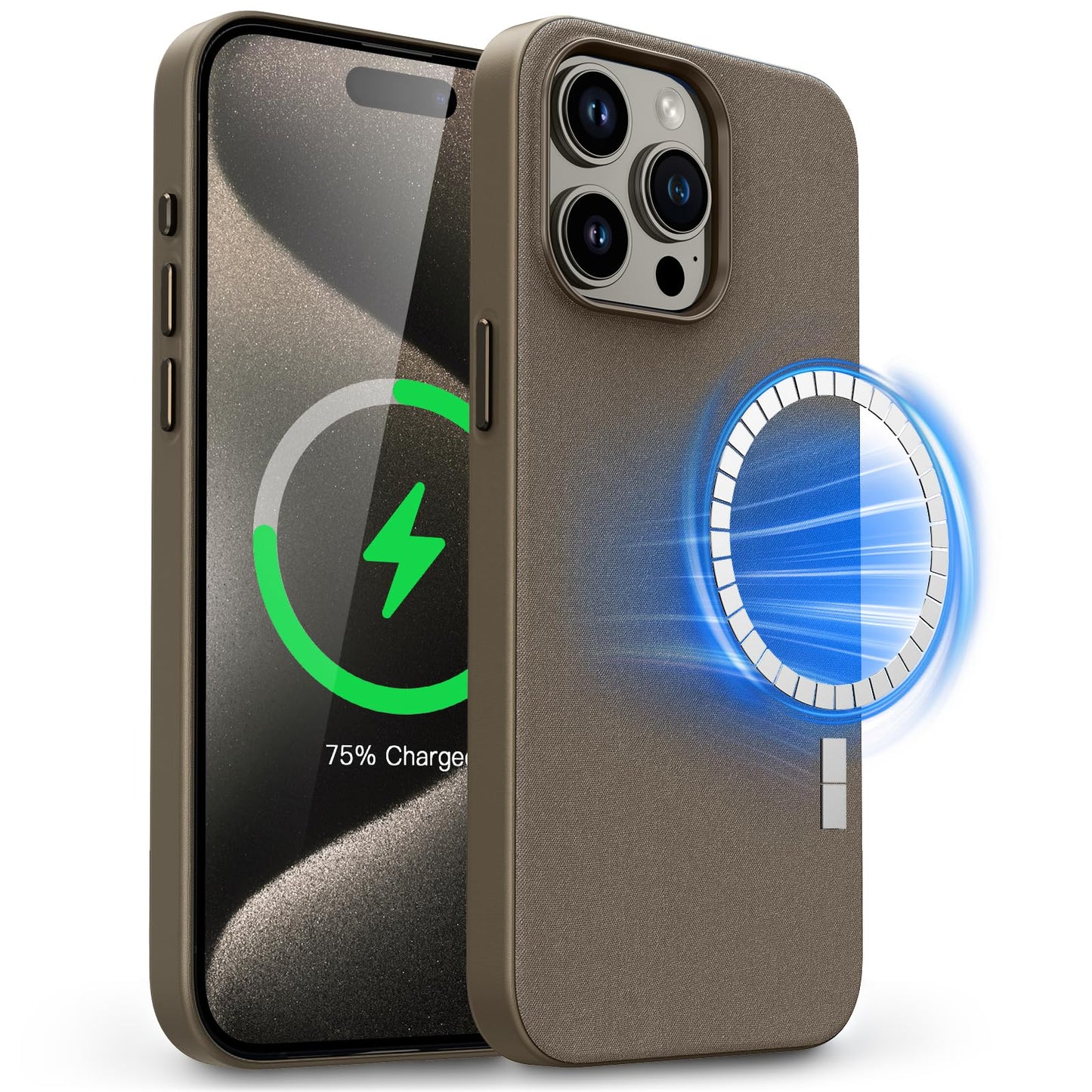 Magnetic Doeshine ovitek za iPhone 15 Pro Max svetlo rjav