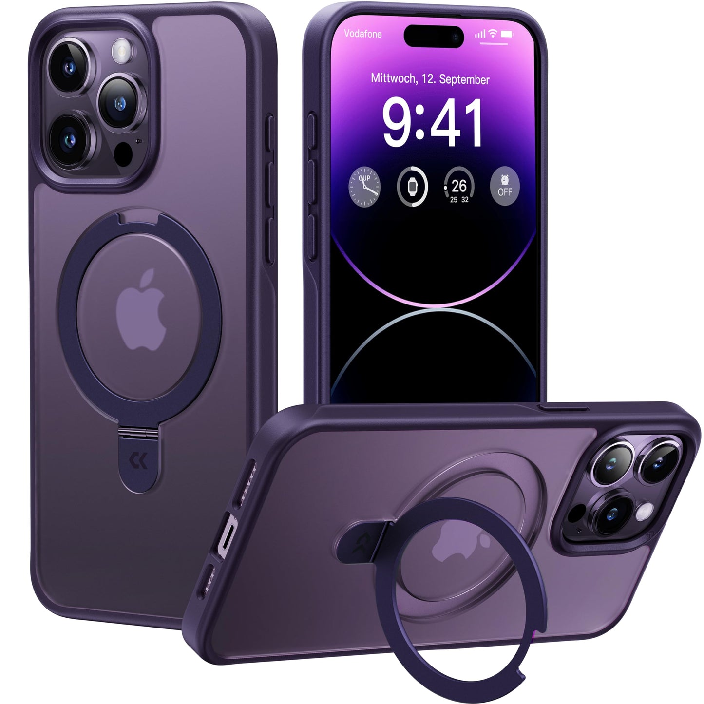 CASEKOO MagSafe ovitek s stojalom za iPhone 14 Pro Max vijolièna