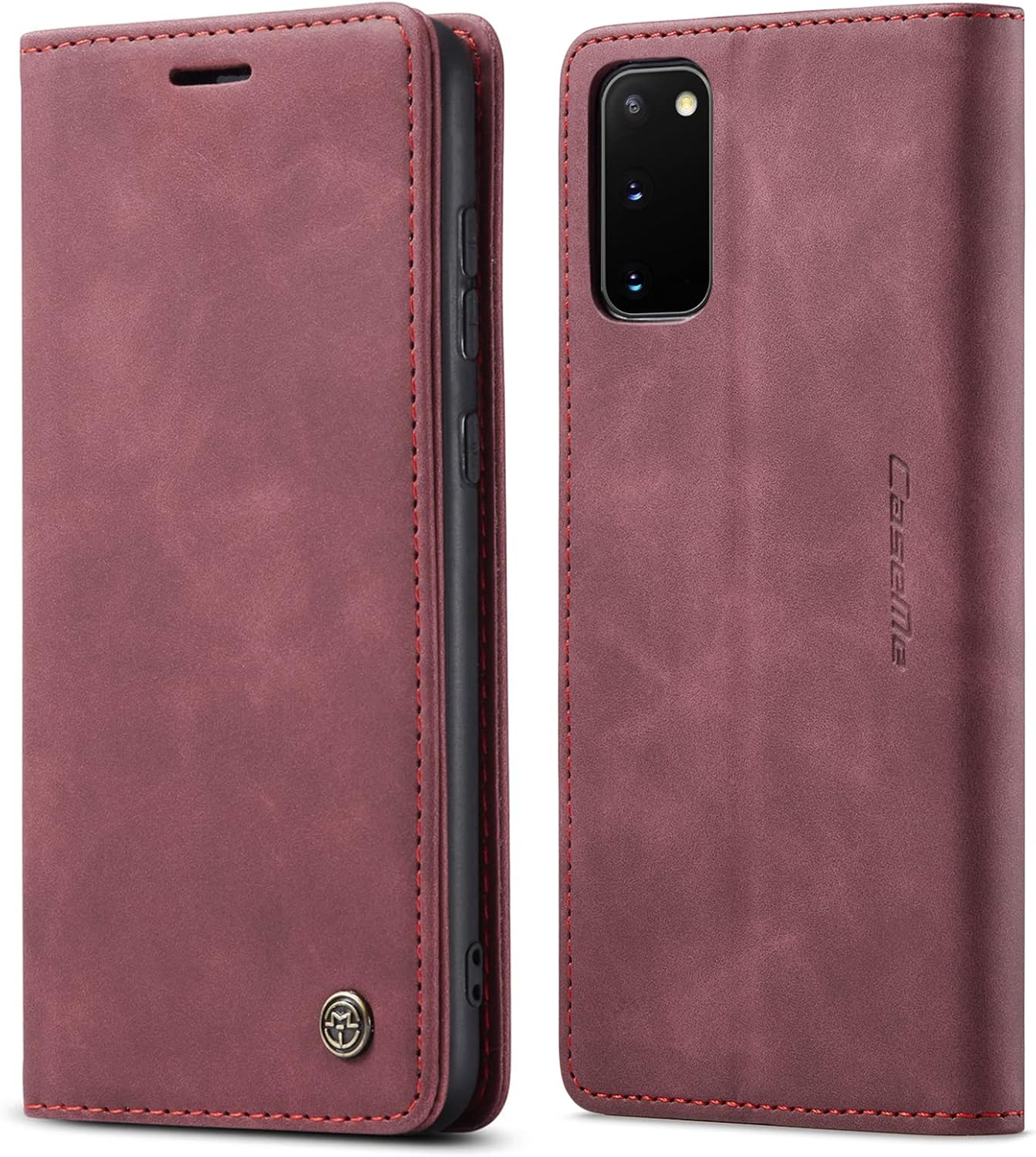 Preklopna torbica BigCousin za Samsung Galaxy S20 – vinsko rdeča