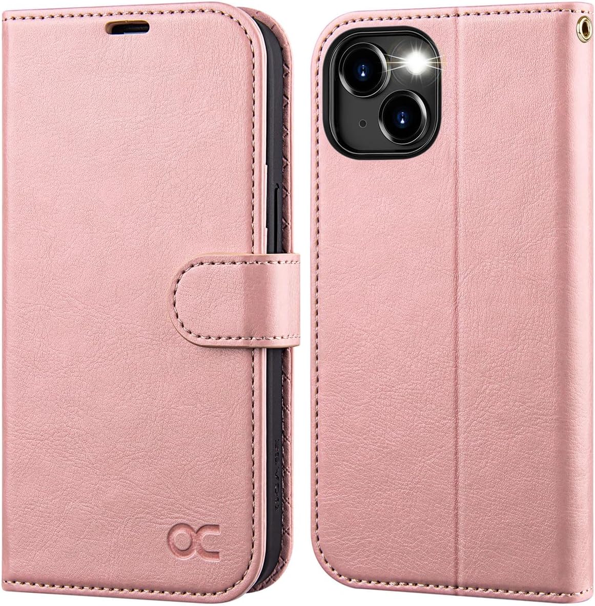 OCASE preklopna torbica za iPhone 14 Plus – zlato-roza