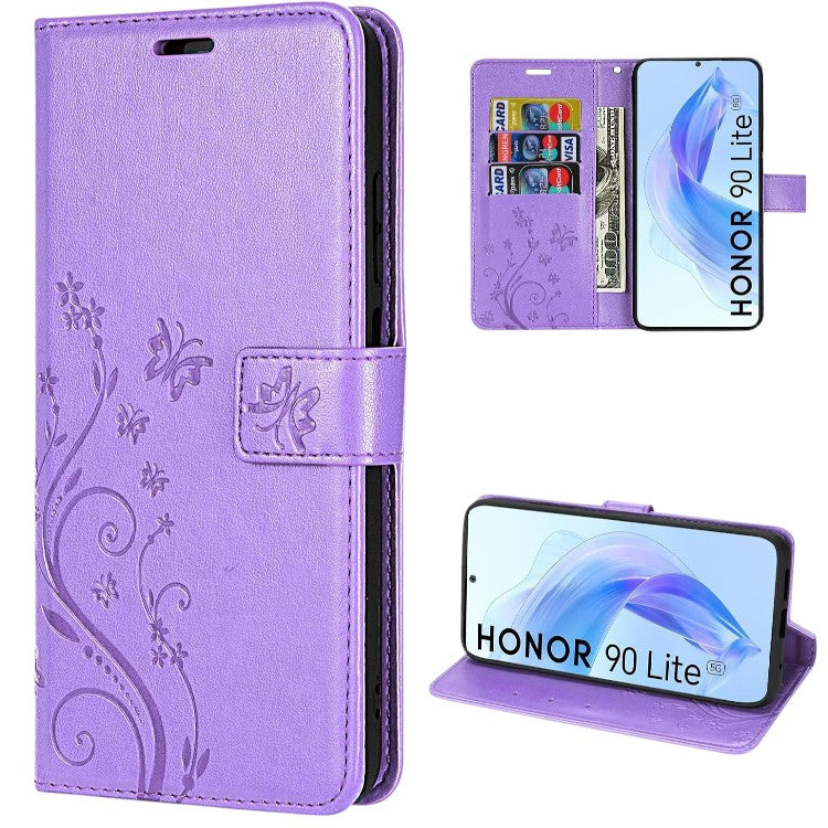 Preklopna torbica "Butterfly" za Honor 90 Lite, vijolična – Infostyle