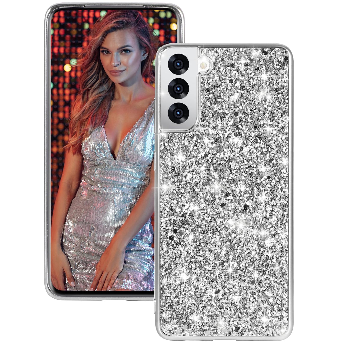 Blešèeè ovitek za Samsung Galaxy S21 FE srebrna