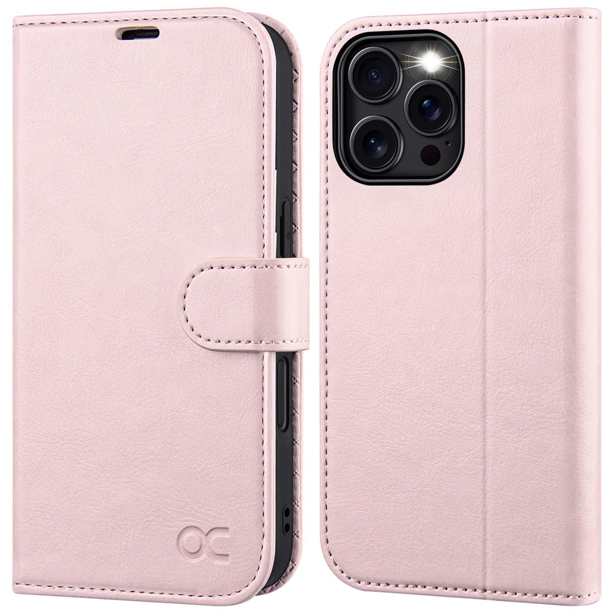 OCASE preklopni ovitek za iPhone 16 Pro Max, sv. roza, magnetno zapiranje, stojalo