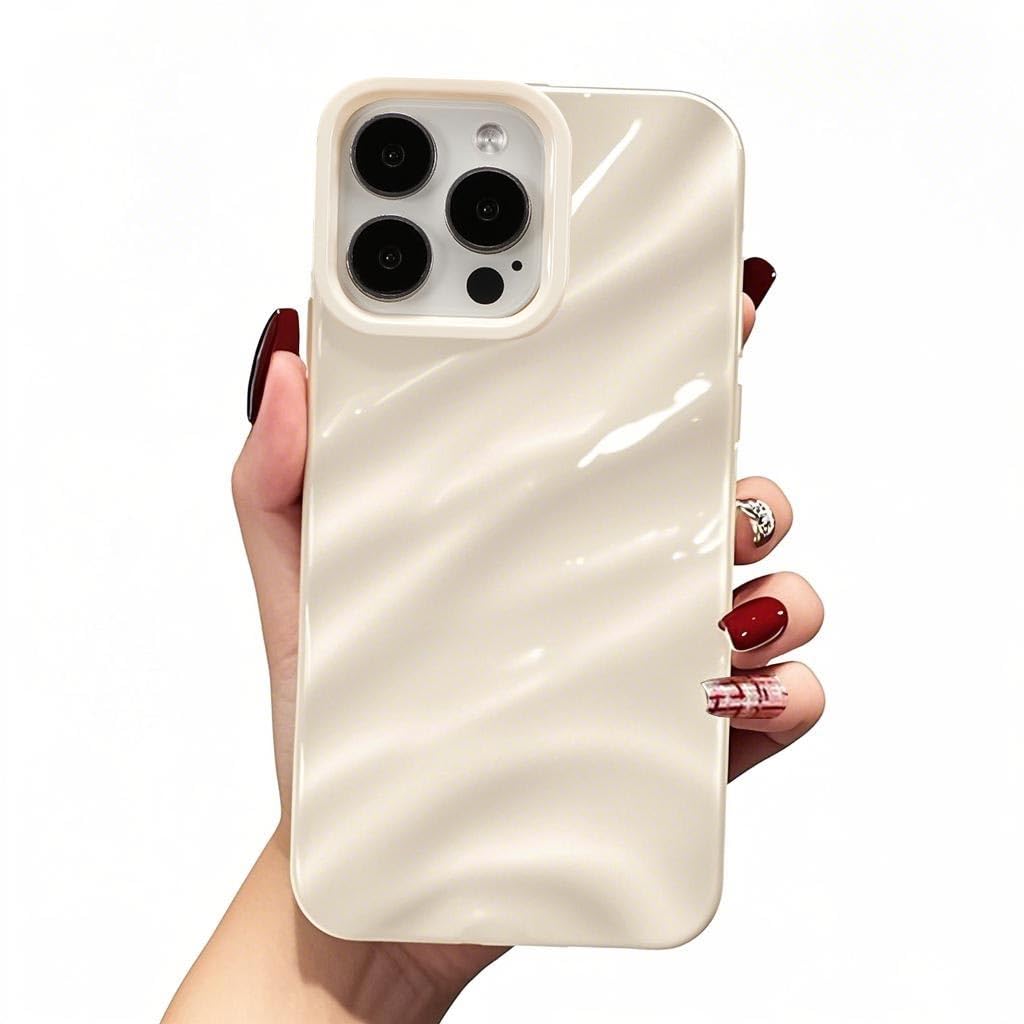 QLTYPRI ovitek za iPhone 15 Pro valovit vzorec bež