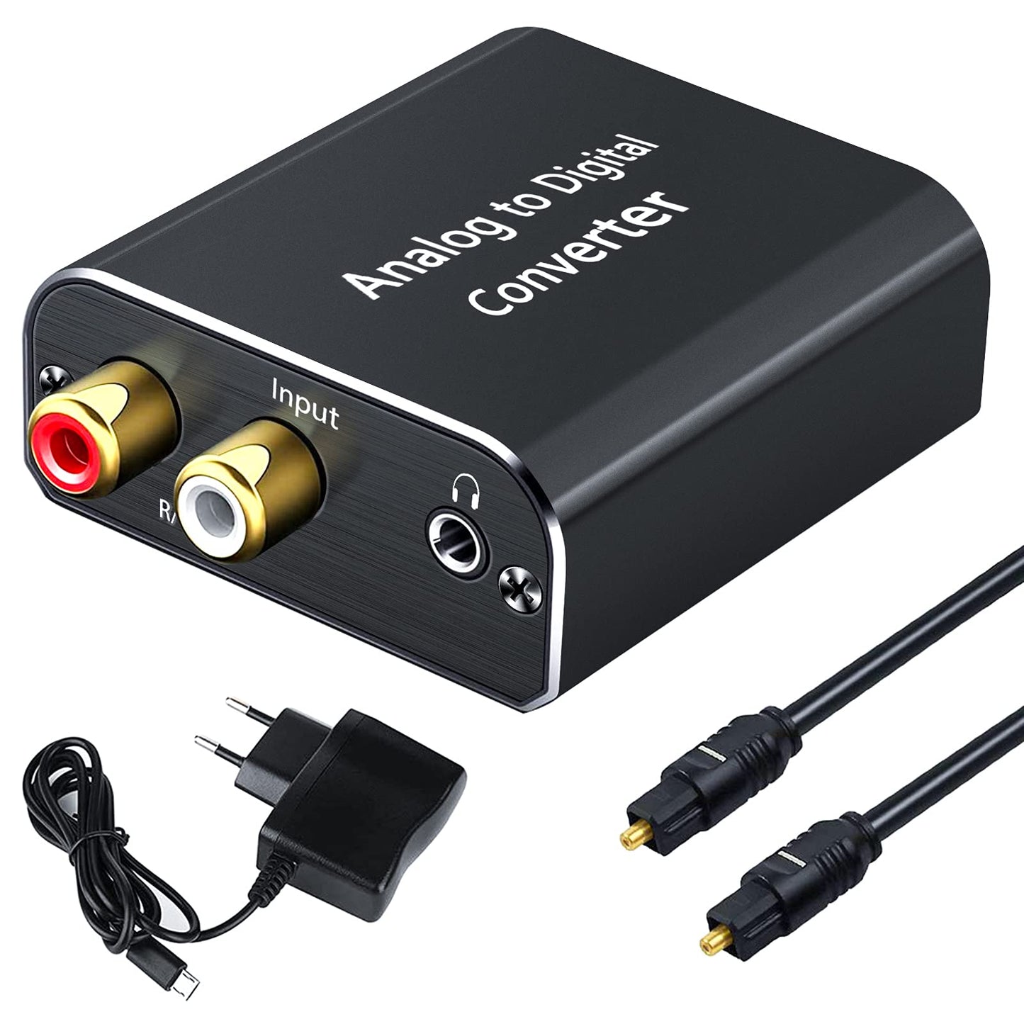 AMANKA analogno digitalni avdio pretvornik RCA in 3.5 mm na Toslink SPDIF z napajalnikom in Toslink kablom