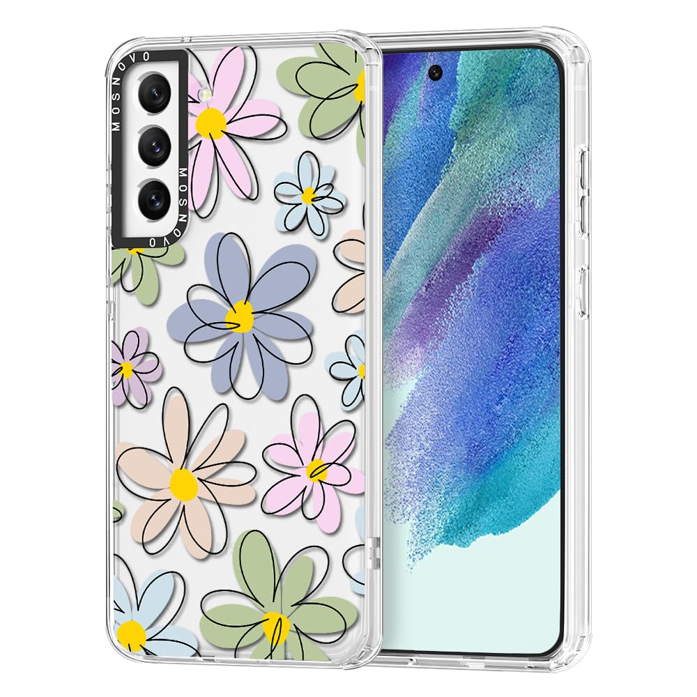 Ovitek MOSNOVO za Samsung Galaxy S24 Linear Flowers, linearni cvetlični dizajn z učinkovito zaščito telefona