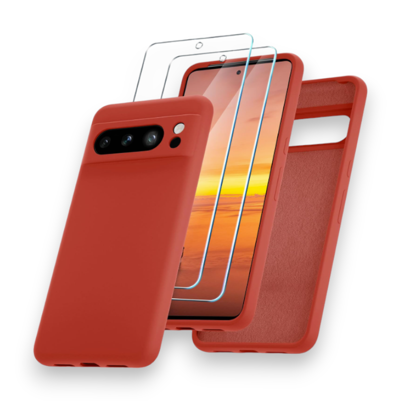 Komplet silikonski ovitek + 2x zaščitno steklo za Google Pixel 8 Pro – Yenapoon