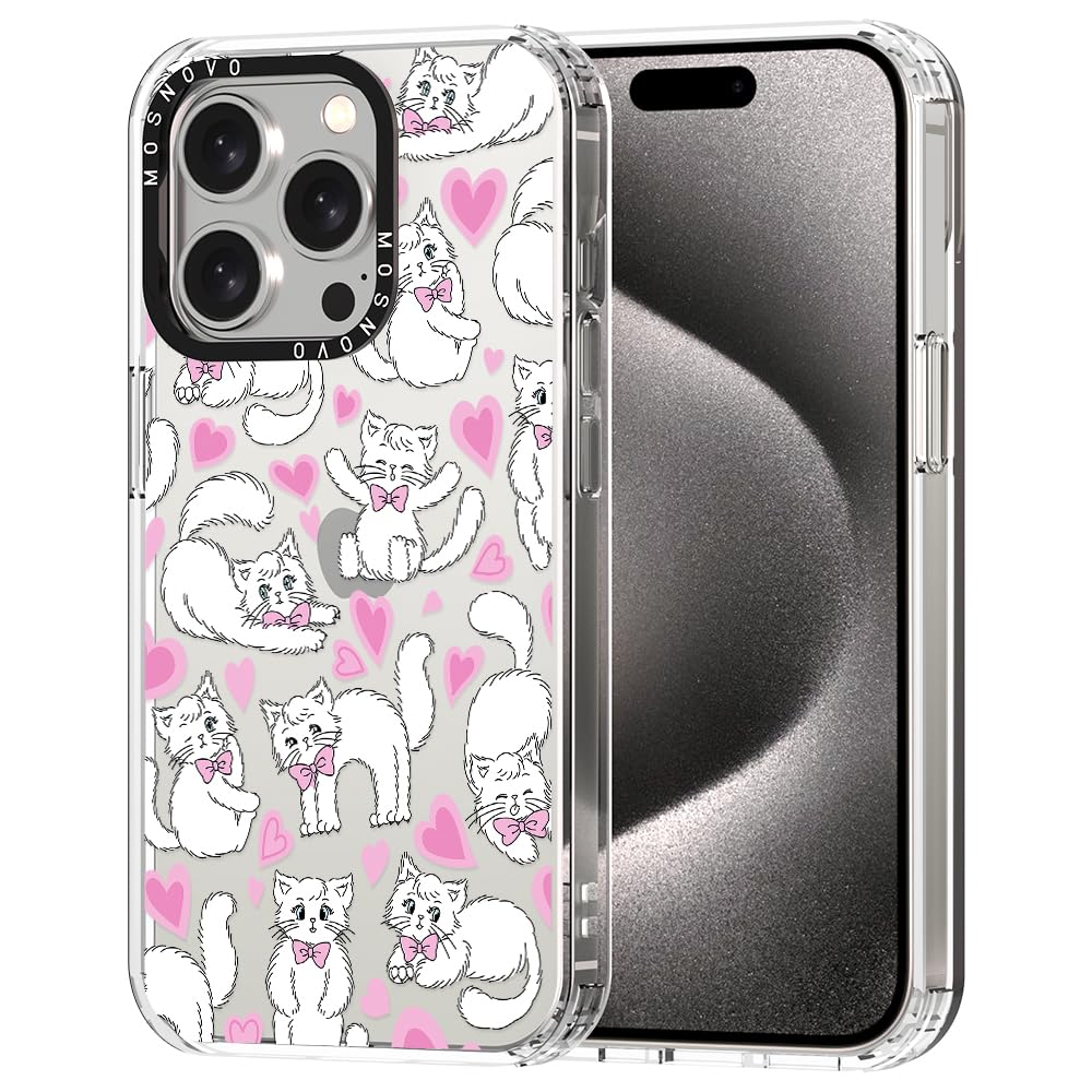 Ovitek MOSNOVO za iPhone 15 Pro Kitten, prikupen motiv mačke z zaščito telefona