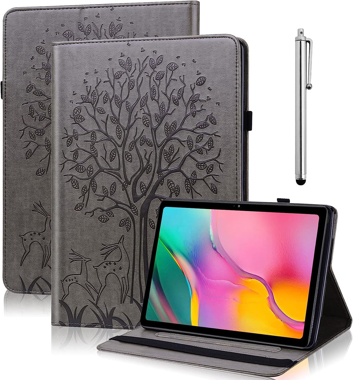 BOLELAW ovitek za iPad Pro 11 2024 – PU usnje, stojalo, držalo za pisalo, reže za kartice, siv
