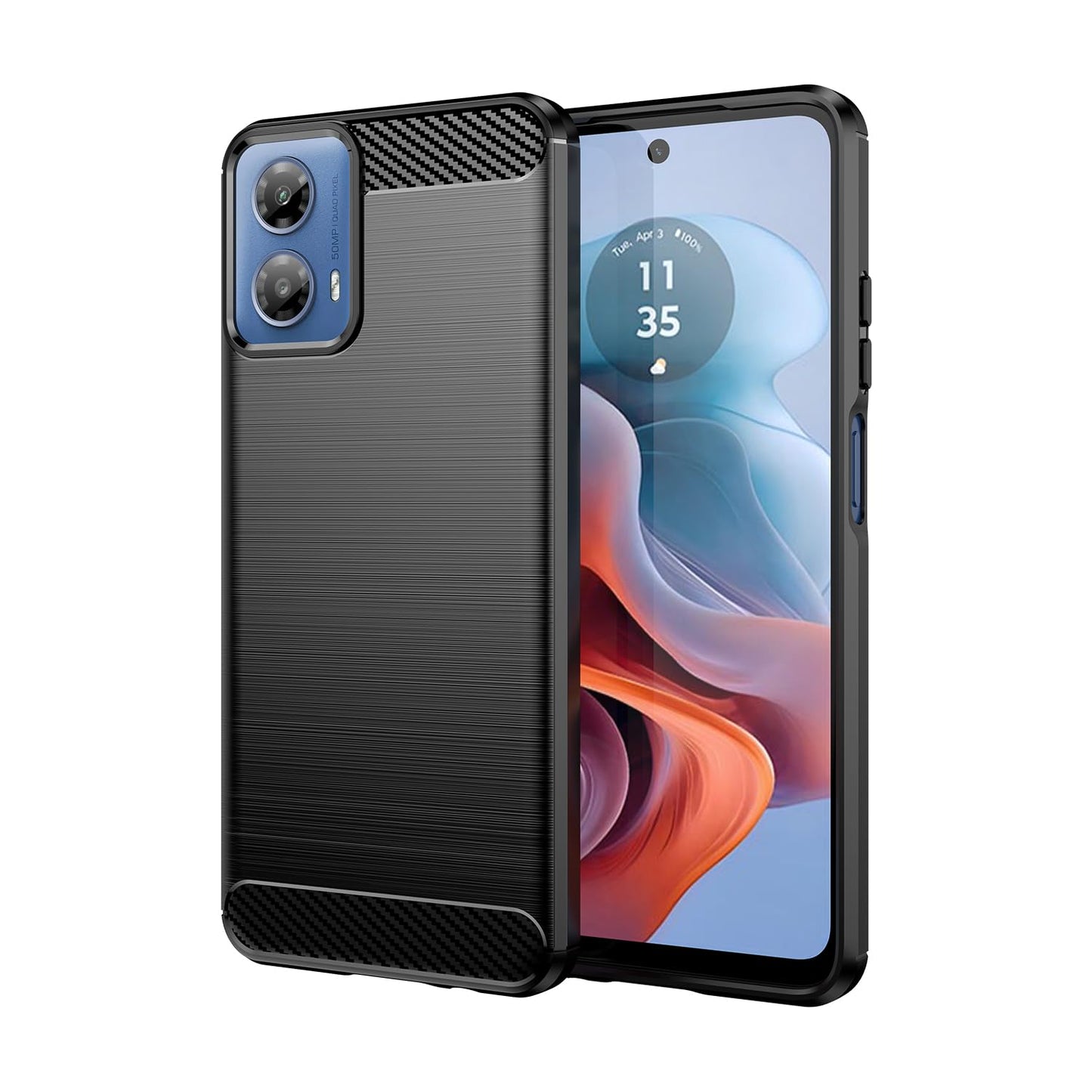 RanTuo Carbon silikonski ovitek za Motorola Moto G34 – TPU zaščita z videzom karbona, črna