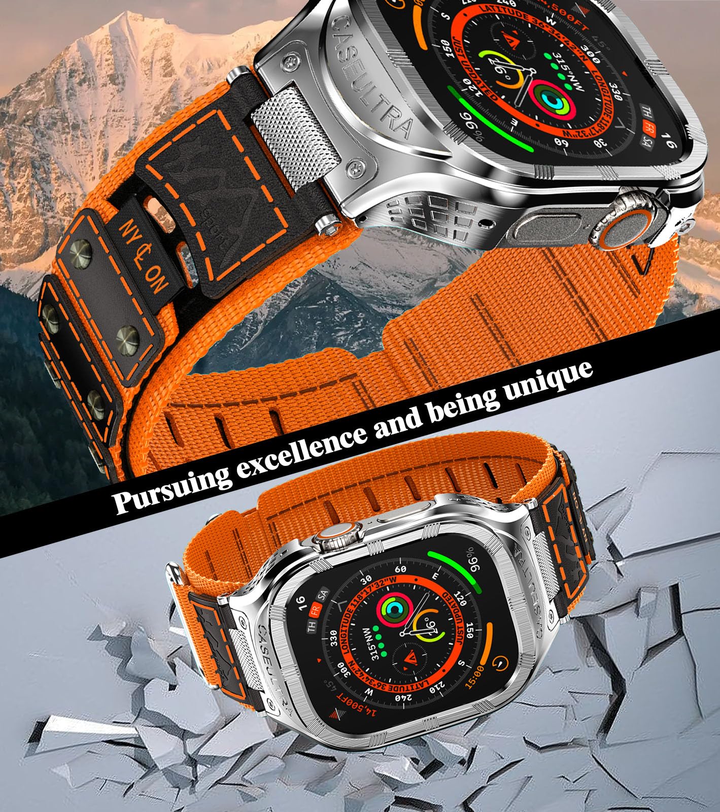 CaseUltra Sport najlonski pašček z zaščitnim ohišjem za Apple Watch 45mm / 44mm / 42mm