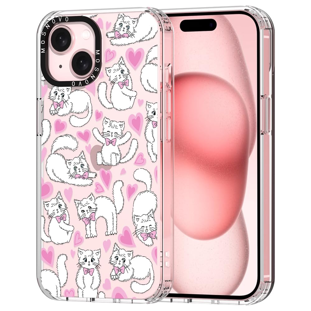 MOSNOVO ovitek za iPhone 15 Plus Kittens, prikupen motiv mačk z zanesljivo zaščito telefona